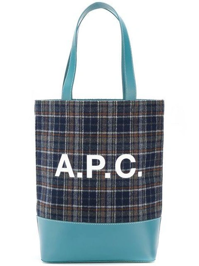 Apc A.p.c. Checked Logo Tote - Blue