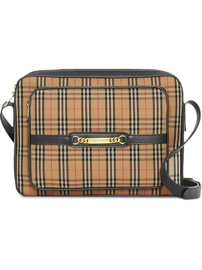 Burberry 1983 Check Canvas And Leather Camera Bag In Black