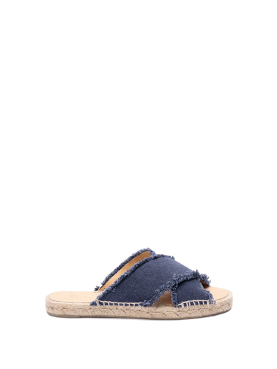 Castaã±er Palmera Canvas Espadrille Slides In Blue