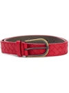Bottega Veneta Intrecciato Weave Belt In Red