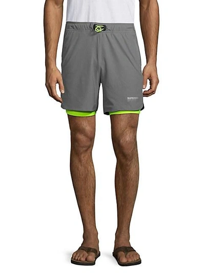 Superdry Stretch Double Layer Shorts In Grey