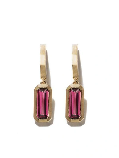 David Yurman 18kt Yellow Gold Novella Hoop Drop Pink Tourmaline Earrings In 88apt