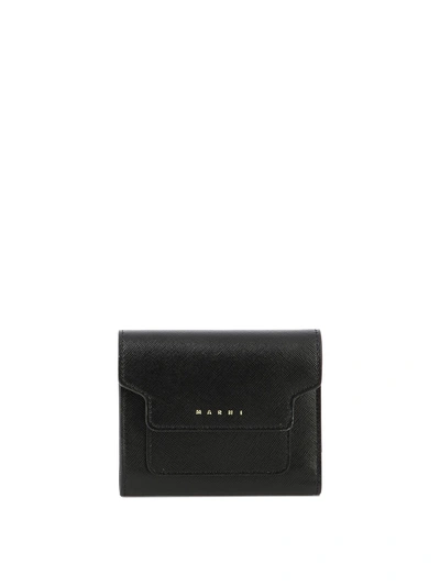 Marni Wallet In Saffiano Leather In Black