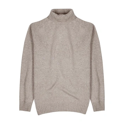 Officine Generale Taupe Roll-neck Wool Jumper In Sand