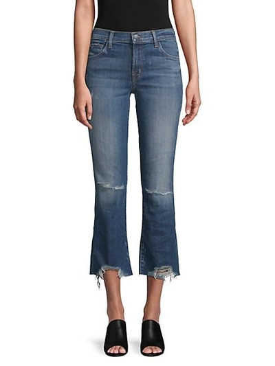 J Brand Selena Distressed Cropped Jeans In Blue