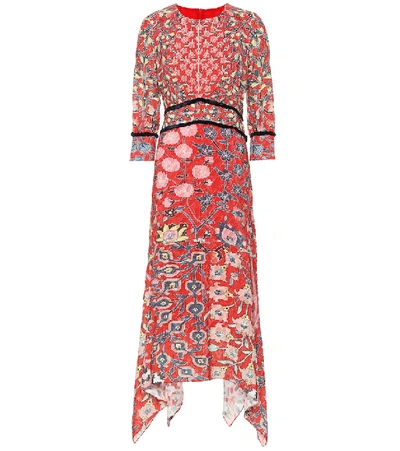 Peter Pilotto Floral Fil Coupé Midi Dress In Red