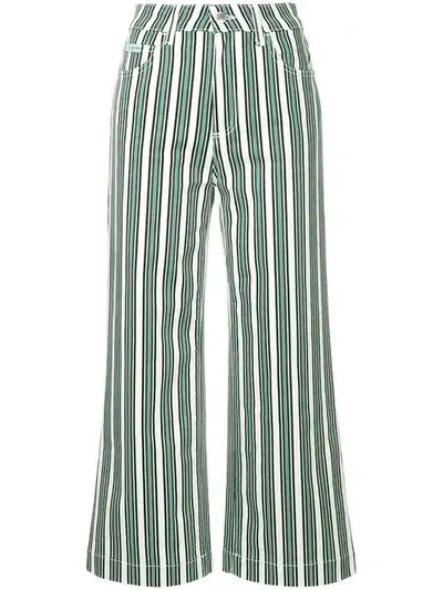 Alexa Chung Striped Cropped Trousers - Green