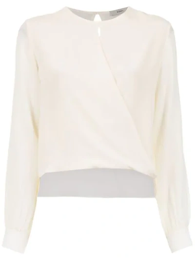 Egrey Wrap Style Silk Blouse In White