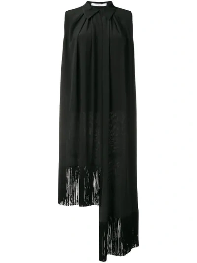 Givenchy Black Asymmetric Fringe Trim Blouse