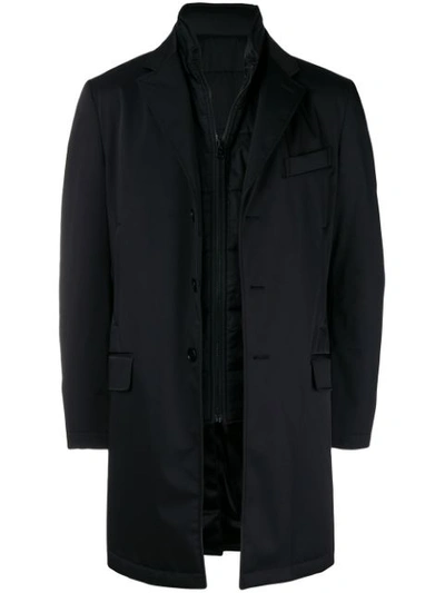 Fay Single-breasted Fitted Coat In Black
