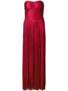 Maria Lucia Hohan Strapless Metallic Maxi Dress In Red
