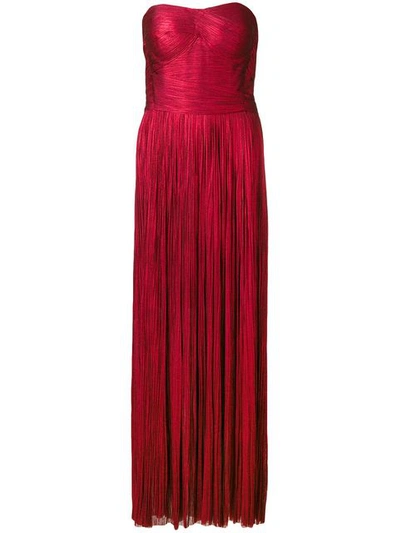 Maria Lucia Hohan Strapless Metallic Maxi Dress In Red