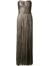 Maria Lucia Hohan Strapless Metallic Maxi Dress - Grey
