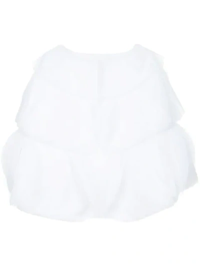 Isabel Sanchis Circular Dictionary Style Reversible Tulle Cape In White