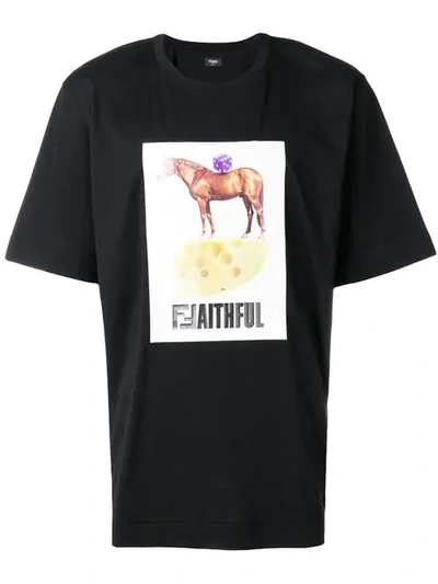 Fendi Graphic Print T-shirt In Black