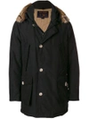Woolrich Padded Hooded Coat In Nbl Black