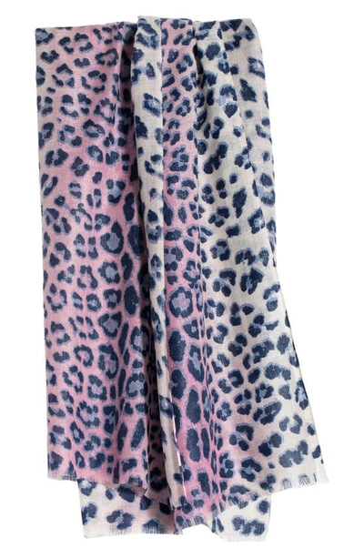 Saachi Leopard Wool Shimmer Scarf In Pink