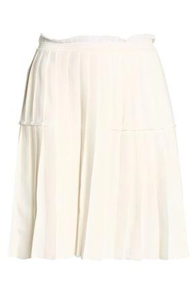 Roberto Cavalli Pleated Stretch-ponte Mini Skirt In Off-white