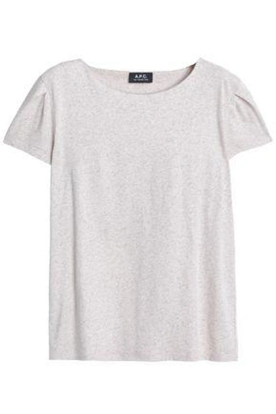 Apc Woman Mélange Cotton And Linen-blend Jersey T-shirt Pastel Pink