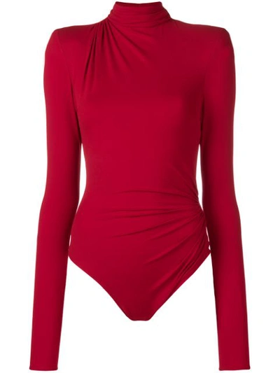 Alexandre Vauthier Draped Neck Bodysuit - Red