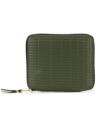 Comme Des Garçons Textured Compact Wallet In Green