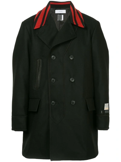 Facetasm X Woolmark Striped Collar Coat - Black