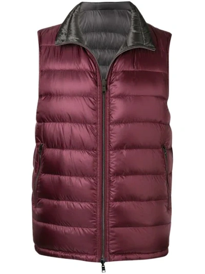 Herno Zipped Padded Vest In Pink