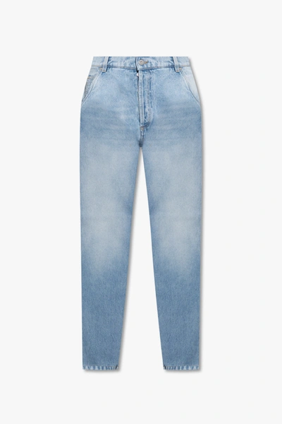 Balmain Light Blue Jeans With Logo In New