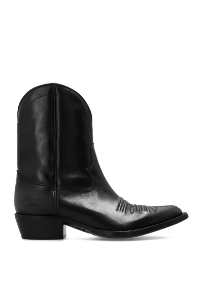 Dsquared2 Black Leather Cowboy Boots In New