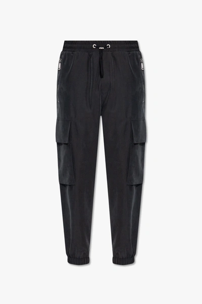 Balmain Black Trousers With Logo In New