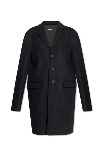 Dsquared2 Black Coat With Pockets In New