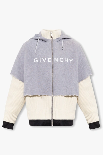 Givenchy Grey Hoodie In Contrasting Fabrics In New