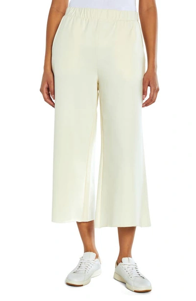 Three Dots Pull-on French Terry Crop Bootcut Pants In Ivory