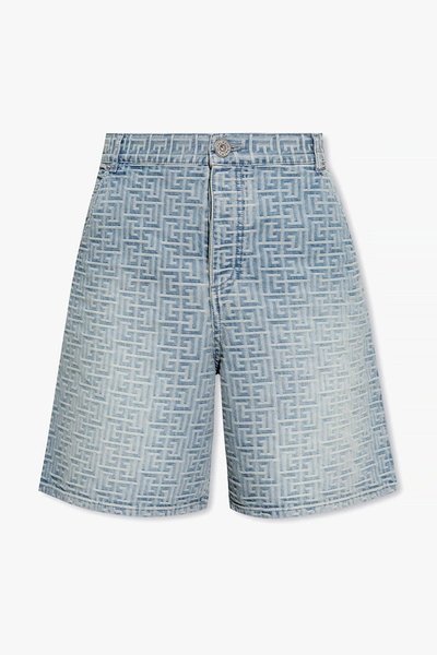 Balmain Blue Denim Shorts In New