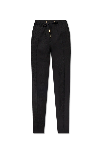 Versace Black Pleat-front Trousers With Logo In New