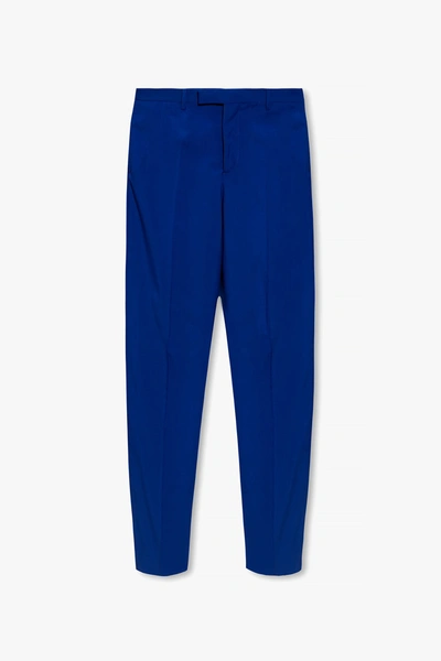 Versace Blue Pleat-front Trousers In New