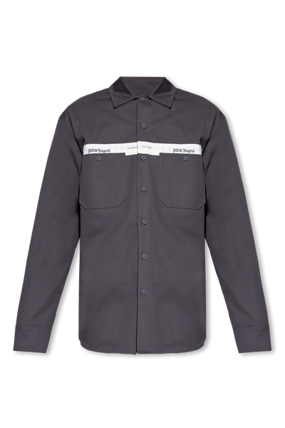 Palm Angels Grey Cotton Shirt In New