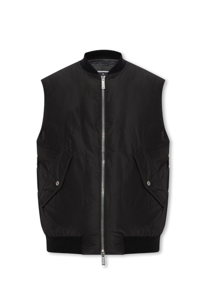 Dsquared2 Black Down Vest With Reflective Back In New