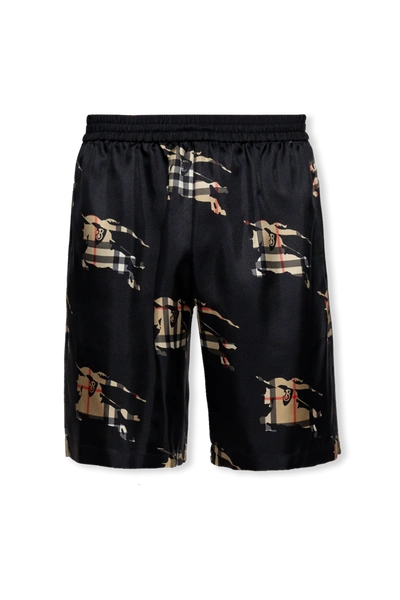 Burberry Black ‘bradeston' Silk Shorts In New