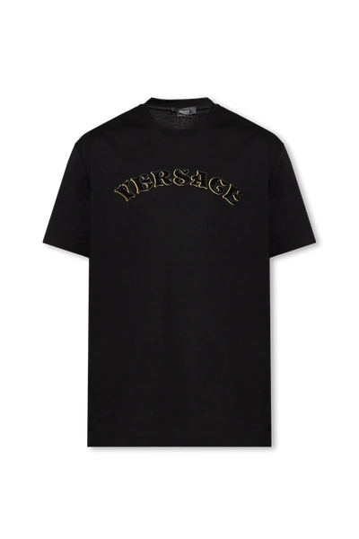 Versace Black T-shirt With Logo In New