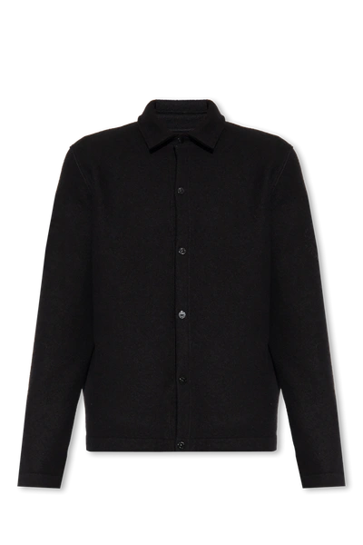 Stone Island Black Wool Shirt With Logo In New