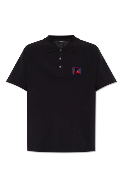 Balmain Black Polo Shirt With Monogram In New
