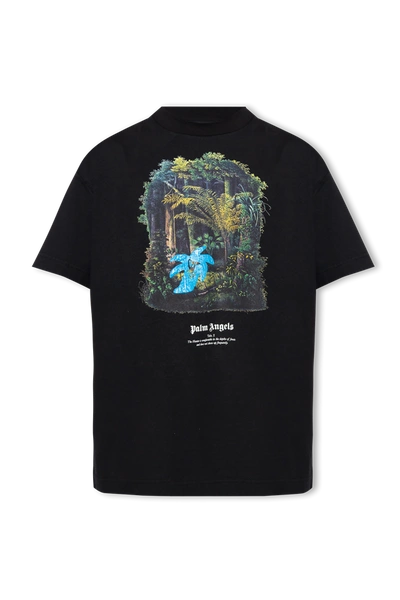 Palm Angels Black Printed T-shirt In New