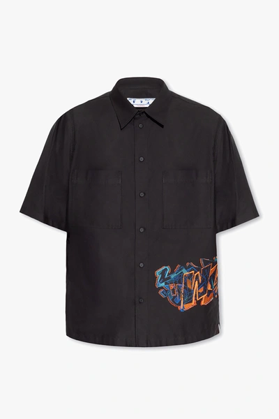 Off-white Black Shirt With Short Sleeves In New