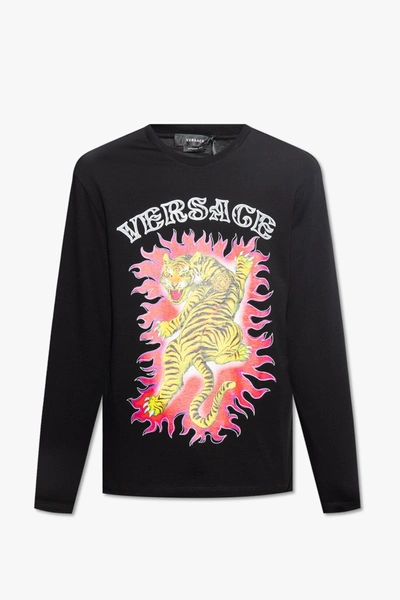 Versace Black Printed T-shirt In New