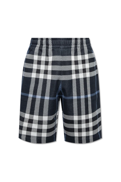Burberry Navy Blue Checked Shorts In New