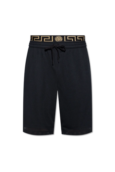 Versace Black Shorts With Greca Pattern In New