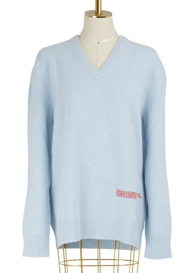 Calvin Klein 205w39nyc Oversized V-neck Sweater In Light Blue