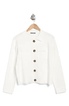 T Tahari Collar Button Front Cardigan In Bright White