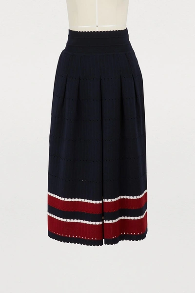 Molli Pleated Skirt In Openwork Knit In Nuit